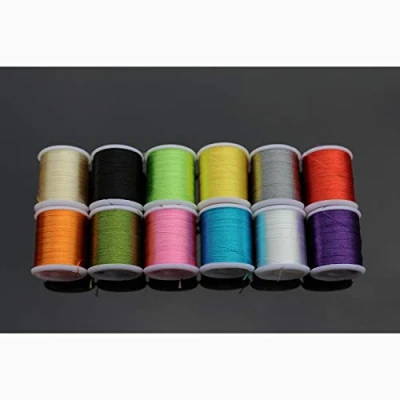 Imagen de Tigofly 12 hilos de hilo dental para atar moscas 40 yardas, sedosos 150D, salmón, trucha, pesca con mosca, materiales línea atado (12 colores brillantes)