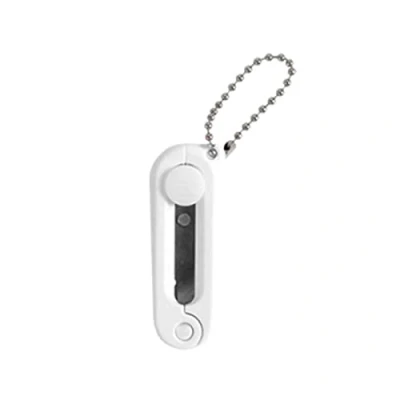 Imagen de RALIYATX Mini tijeras, tijeras con llavero, plegables, telescópicas, de acero inoxidable, color blanco