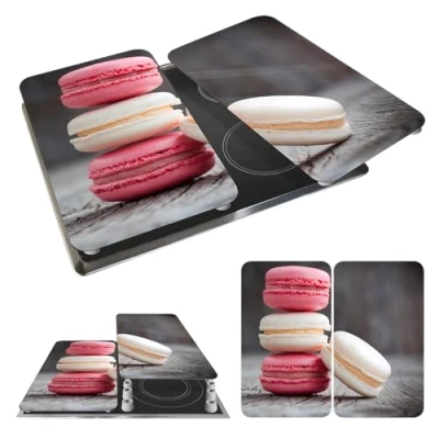 Imagen de WENKO Placas cobertoras de vidrio universales Macarons 2 unidades 2er Set, Kochplattenabdeckung und Schneidebrett für alle Herdarten Diseño