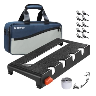 Imagen de Donner Pedalera de efectos para Guitarra Portable 36,7cm x 19,1cm 5,2cm, Pedalboard con Bolsa Transporte y Cinta Gancho Bucle, Tablero Pedal Aleación (DB S100)