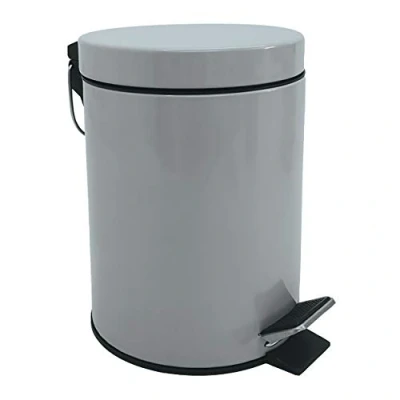 Imagen de Msv Cubo de Basura con Pedal (3 L), Color Gris Claro, Acero, 3 litros