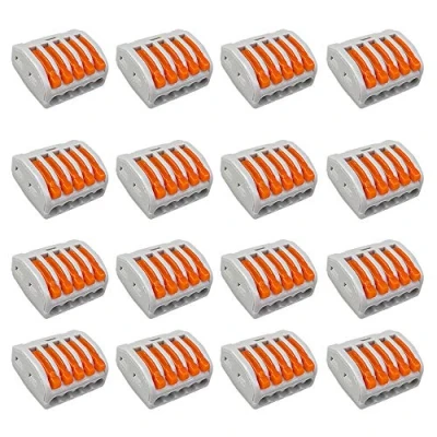 Imagen de Aiqeer 16 Piezas PCT 215 Palanca Tuerca Cable Conectores Set, 5 Puertos Conector de Conductor Compacto, Rápido Resorte Bloque Terminal