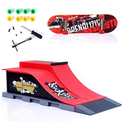 Imagen de Sipobuy DIY Assembly Mini Finger Skateboard Deck Truck Skate Park Board con Conjuntos de Accesorios rampa (Escena E)