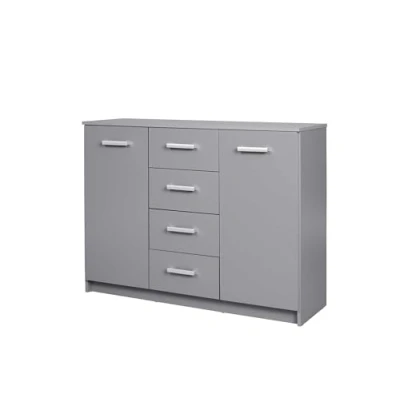 Imagen de Inter Link Cómoda Aparador Moderno 4 cajones 2 Puertas Gris 119 x 40 92 cm Elenzio 2T4S
