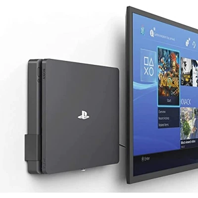 Imagen de Monzlteck Soporte de Pared para PS 4 Slim, Cerca o detrás TV, Ahorro Espacio, Personalizado Adaptarse Perfectamente a PlayStation4 fácil Instalar