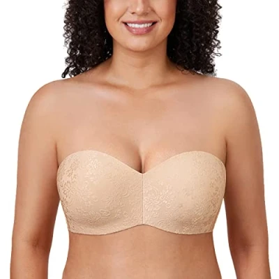 Imagen de DELIMIRA Sujetador Sin Tirantes con Aros Invisible para Mujer Beige 105D