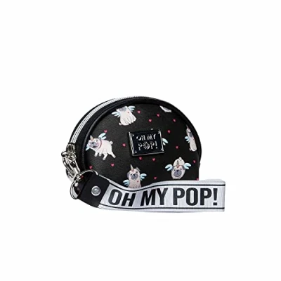 Imagen de Oh My Pop! Pug Monedero Oval, Negro, 11.5 x 9 cm