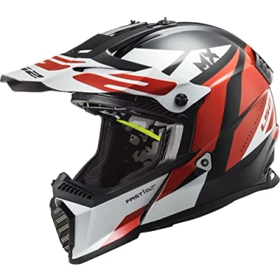 Imagen de LS2, Casco cross moto Fast evo strike black white red, XXS