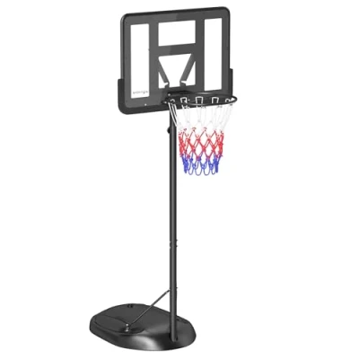 Imagen de SPORTNOW Canasta de Baloncesto con Altura Ajustable 216 277 cm Aro para Exterior Ruedas y Base Rellenable Adolescentes Adultos Negro
