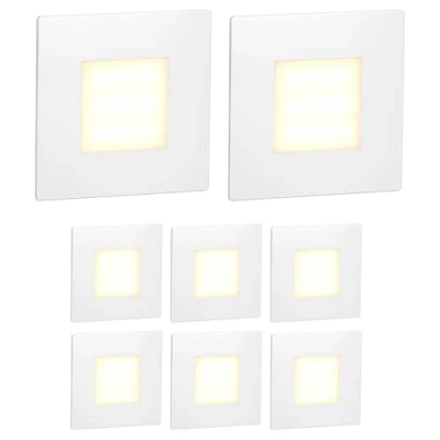 Imagen de ledscom.de 8 LED luz de escalera/luz pared empotrada FEX para interior y exterior, angular, 85 x 85mm, blanco cálido