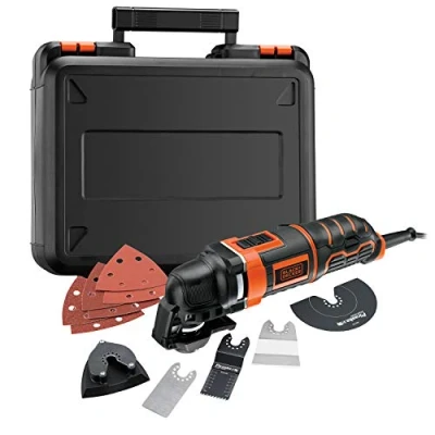 Imagen de BLACK+DECKER Multiherramienta Oscilante 300W, Velocidad Variable 10,000 22,000 opm, Cambio de Accesorios sin Herramientas, Incluye 12 y Maletín, MT300KA QS