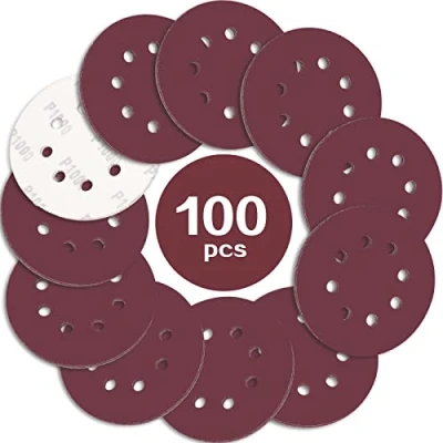 Imagen de STEBRUAM 100 Piezas Discos para lijas 125mm Grano 1000, lija circular con 8 Agujeros Lijadora Excéntrica y Orbital