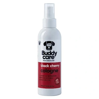 Imagen de Buddycare Colonia para perros Cereza negra con aroma afrutado y audaz Refresca entre lavados 200 ml (paquete de 1)