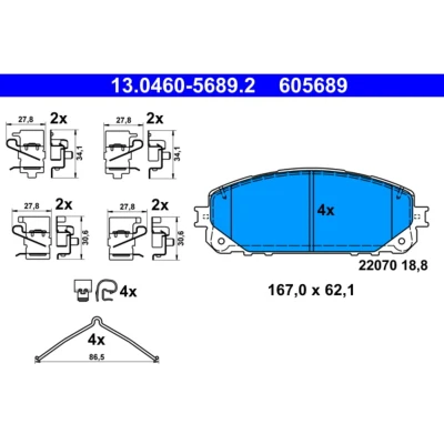 Imagen de Juego de pastillas freno, freno disco ATE 13.0460 5689.2, Delantero