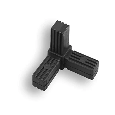 Imagen de 1 conector para tubo cuadrado en cruz con salida, plástico/poliamida, negro (25 x 25 1,5 mm, 3 clavijas)