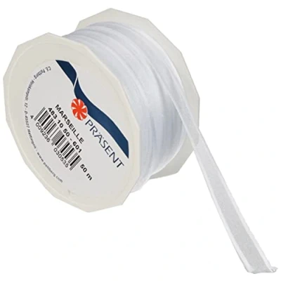 Imagen de C.E. Pattberg Präsent Organza Cinta para lazos (10 mm, 50 m), color blanco