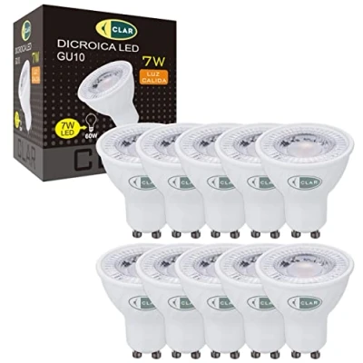 Imagen de CLAR GU10 3000K, LED, Bombilla LED GU10, Ojos de Buey Bombillas Ojo Halogena 7W (Pack 10)