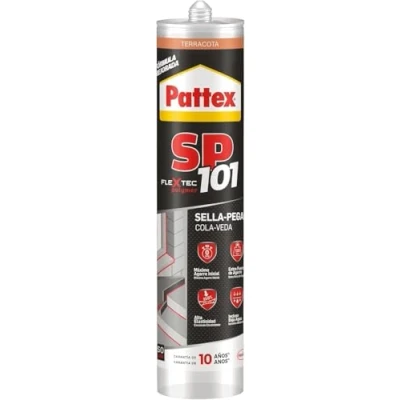 Imagen de Pattex SP101 Original, adhesivo sellador para interiores y exteriores, polímero terracota multimaterial, de juntas en cartucho, 1 x 280 ml