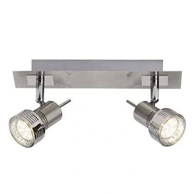Imagen de BRILLIANT lámpara Kassandra LED spot bar 2 hojas de hierro/cromo 2x PAR51, GU10, lámparas reflectoras 3W incluidas, (250lm, 3000K) Escala a ++ E Cabezas giratorias