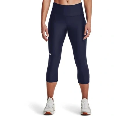 Imagen de Under Armour Hi Capri Deporte Transpirables con tecnología antiolor, Mallas Ajustadas para Mujer Tejido Heatgear, Azul Marino, XS