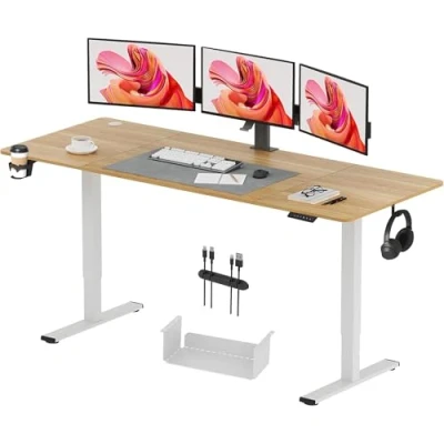 Imagen de SANODESK 180 x 80 cm Escritorio Elevable Eléctrico Mesa Regulable en Altura Eléctrico/Standing Desk con Tablero Telescópico Bidireccional Función de Memoria Arce