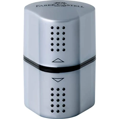 Imagen de Faber Castell 183800 Sacapuntas Triple Agujero, Plástico, Plata