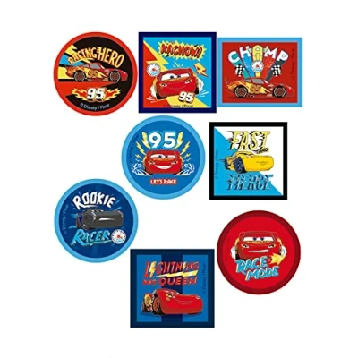 Imagen de 8 parches rodillera infantil serigrafiados para planchar en la ropa. Aplicaciones termoadhesivas reparar y decorar pantalones, chaquetas, jerseys, mochilas (Cars Formas)