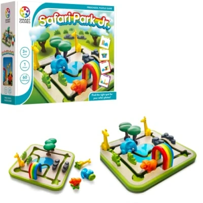 Imagen de SmartGames Safari Park Jr. Juego de rompecabezas preescolar con 60 desafíos para edades 3 años en adelante