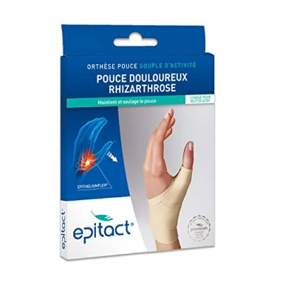 Imagen de Epitact Pharma 0591GIT, Ortesis para el pulgar dolorido por rizoatrosis, mano izquierda, blanca, talla S (el embalaje puede variar)