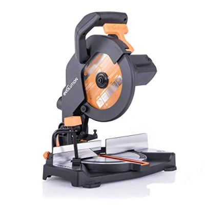 Imagen de Evolution Power Tools R210CMS Multimaterial Sierra Ingletadora Corta acero dulce, aluminio, plástico, madera con clavos incrustados, 210 mm