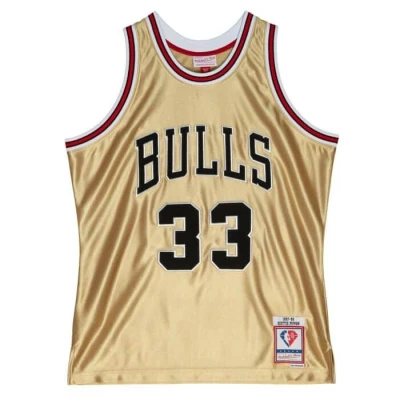 Imagen de Mitchell &amp; Ness NBA 75th Anniversary Swingman Jersey #33 S. Pippen Chicago Bulls, Gold, L