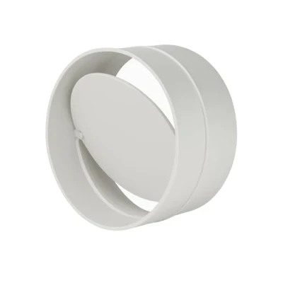 Imagen de conector con aleta de reflujo, válvula antirretorno, pieza conexión, tubo ventilación, conducto redondo, sistema tubo, diámetro 100 mm, blanco