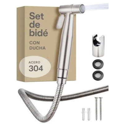 Imagen de Ducha Bidet para Inodoro Con Acoplable, Manguera y Soporte de 𝗔𝗰𝗲𝗿𝗼 𝗜𝗻𝗼𝘅𝗶𝗱𝗮𝗯𝗹𝗲 Higiénica WC/Baño Grifo WC Higiénico