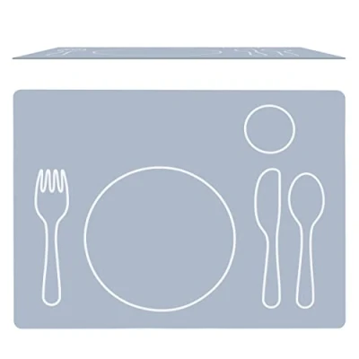 Imagen de Montessori Manteles Individuales de Silicona, Mantel Individual para Infantil Antimanchas, Rectangular, Gris