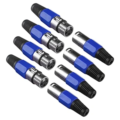 Imagen de 4set Conectores Xlr 3 Pines Conector Macho y Hembra Adaptador Canon Cable para Dmx iluminación, Cabezal de Señal Luces Escenario o Enchufe Micrófono Altavoces