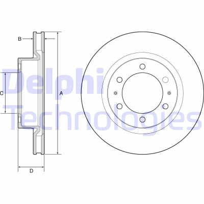 Imagen de DELPHI BG4925C Disco de freno 319 28 6 ventilado revestido sin procesar cojinete rueda, anillo sensor ABS TOYOTA: HILUX 3 Pick up