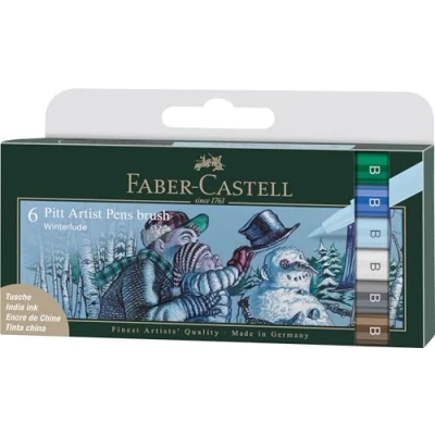 Imagen de Faber Castell 167176 Rotuladores de tinta Pitt Artist Pen Winterlude, B, 6 lápices pincel