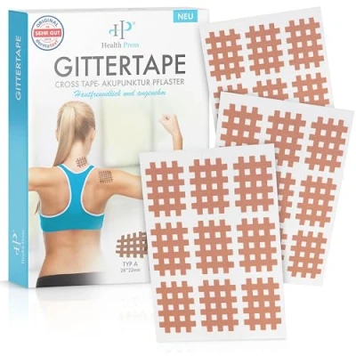 Imagen de Gittertape Cross Tape Original Health Press Mix, tipo A, B, C Parches de acupuntura con instrucciones detalladas para descargar