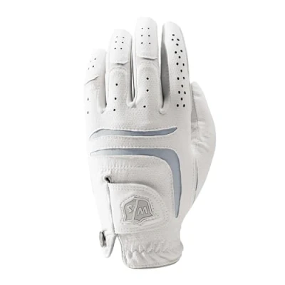 Imagen de Wilson Staff Guante de Golf Grip Plus, Construcción multitejido, Mano Derecha, LRH, Mujer, Blanco, Talla: L