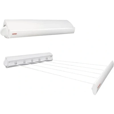 Imagen de Leifheit tendedero extensible de pared Rollfix 210, tendal plegable con cinco cuerdas resistentes extraíbles, ropa hasta 4,2 m
