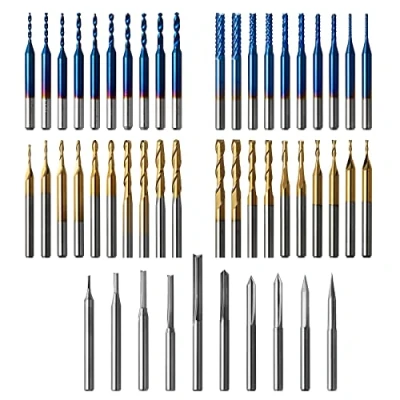 Imagen de Genmitsu 50pcs carburo de tungsteno Fresa CNC Router Bits, 1/8 &#039;&#039; Shank 2 Flute Straight nariz plana y molino punta bola, brocas PCB grabado V Groove, MC50A
