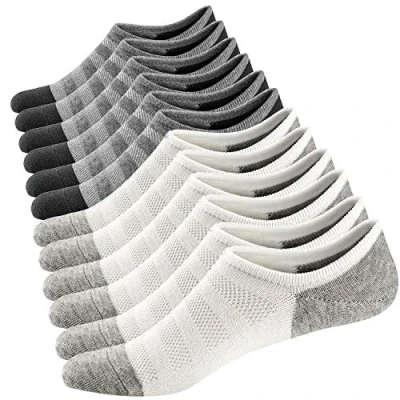 Imagen de Ueither Calcetines Cortos para Hombre y Mujer Antideslizantes Respirable tobilleros Invisibles (38 44,Blanco/Gris (3 Pares Cada))