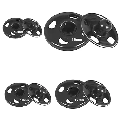 Imagen de Lahviuu Botones de Presion,140 Sets Cierre a Presión Corchetes Presion Snaps para Coser Sujetadores Presión,para Bolsa Bolso Mano Ropa Suministros Costuras Manualidades DIY(Negro)