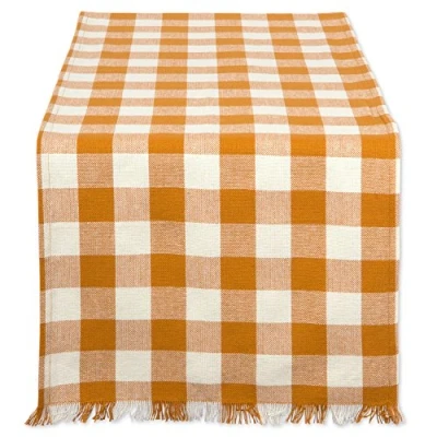 Imagen de DII Heavy yweight Fringed TR Check 14 x 108, Calabaza Spice Checker, Camino de Mesa