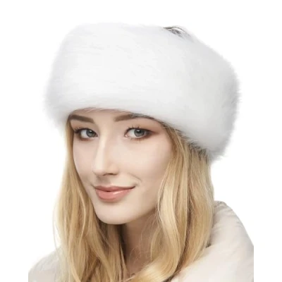 Imagen de Futrzane Classic Diadema Diademas de Piel Sintetica para Mujer Cinta Esponjosa Talla M (Blanco Classic)