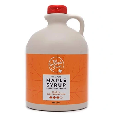 Imagen de Jarabe de Arce Grado A (Dark, Robust taste) 1,89 Litros (2,5 Kg) Miel Sirope Original maple syrup