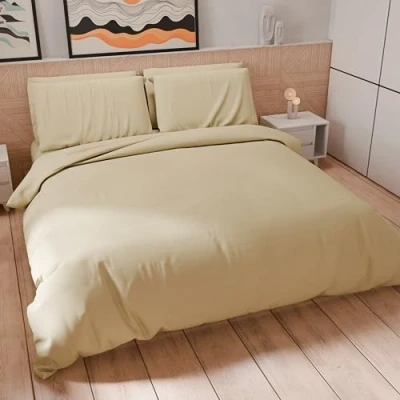Imagen de PETTI Artigiani Italiani Funda nórdica de una Plaza y Media, Fundas Almohada Microfibra, Color Pardo Liso, 100% Made in Italy