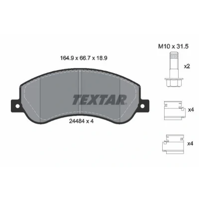 Imagen de TEXTAR 2448404 Juego de pastillas freno no preparado para indicador desgaste con tornillos pinza accesorios VOLKSWAGEN: Amarok Pick up
