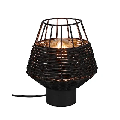 Imagen de Reality, Sobremesa, Borka 1xE27, max.40,0 W Cuerpo: Malla de Rattan, Negro Ø:17,5cm, A:20,0cm Cable interruptor,IP20,Sin bombilla