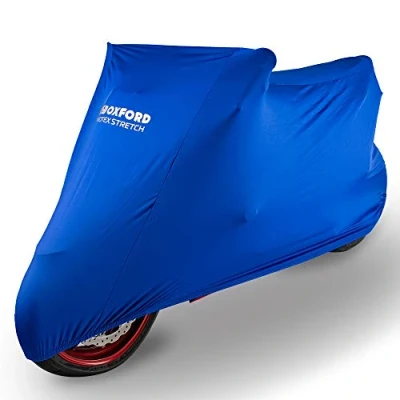 Imagen de Oxford Protex Funda de Ajuste elástico para Motocicleta Interior, Color Azul